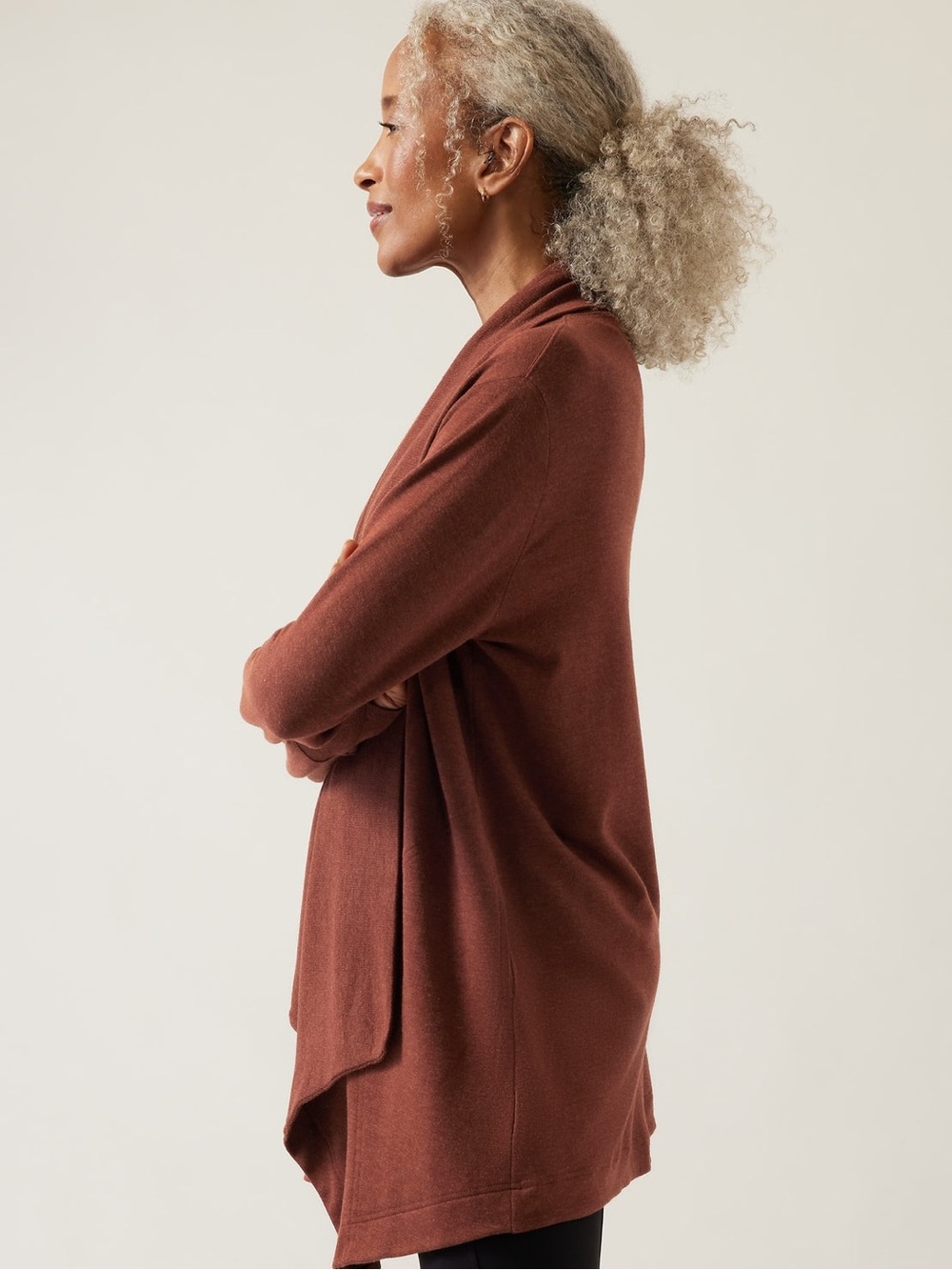 Athleta Mahogany Pockets Nirvana Prayanara Restore Wrap Cardigan - Picture 3 of 8